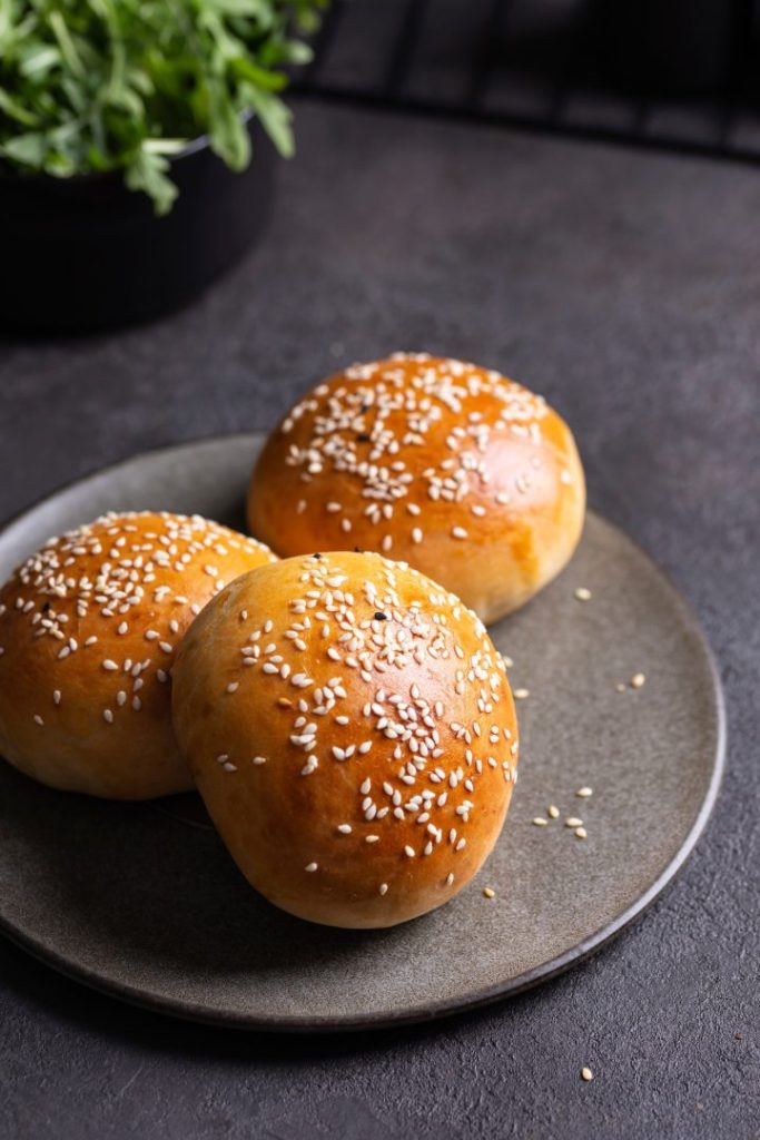 Burger buns with sesame seeds